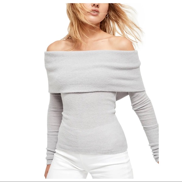 NEW FREE PEOPLE OFF THE SHOULDER RIBBED SWEATER - Picture 8 of 9
